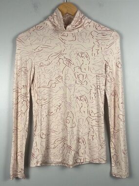 Frnch Paris pale pink body print turtleneck size small